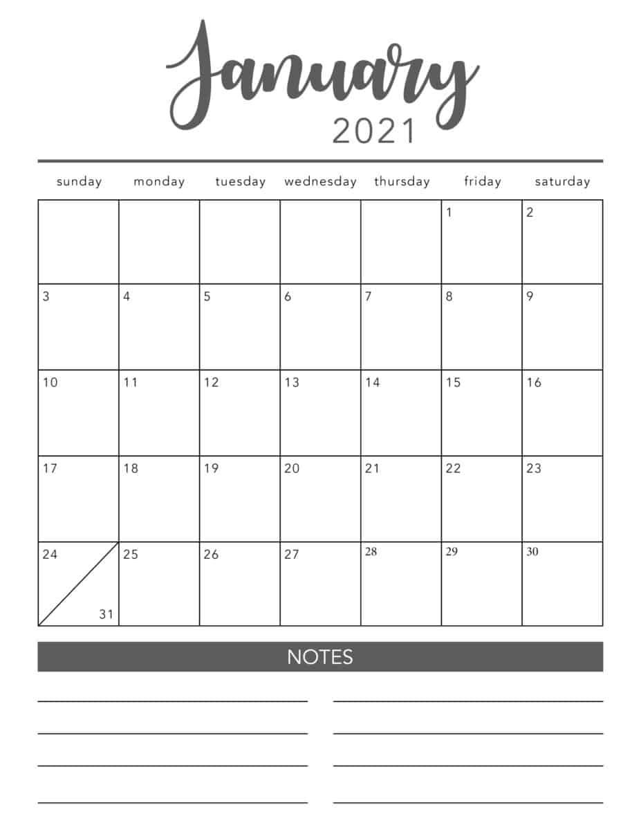 Free 2021 Printable Calendar Template (2 Colors!) - I Heart
