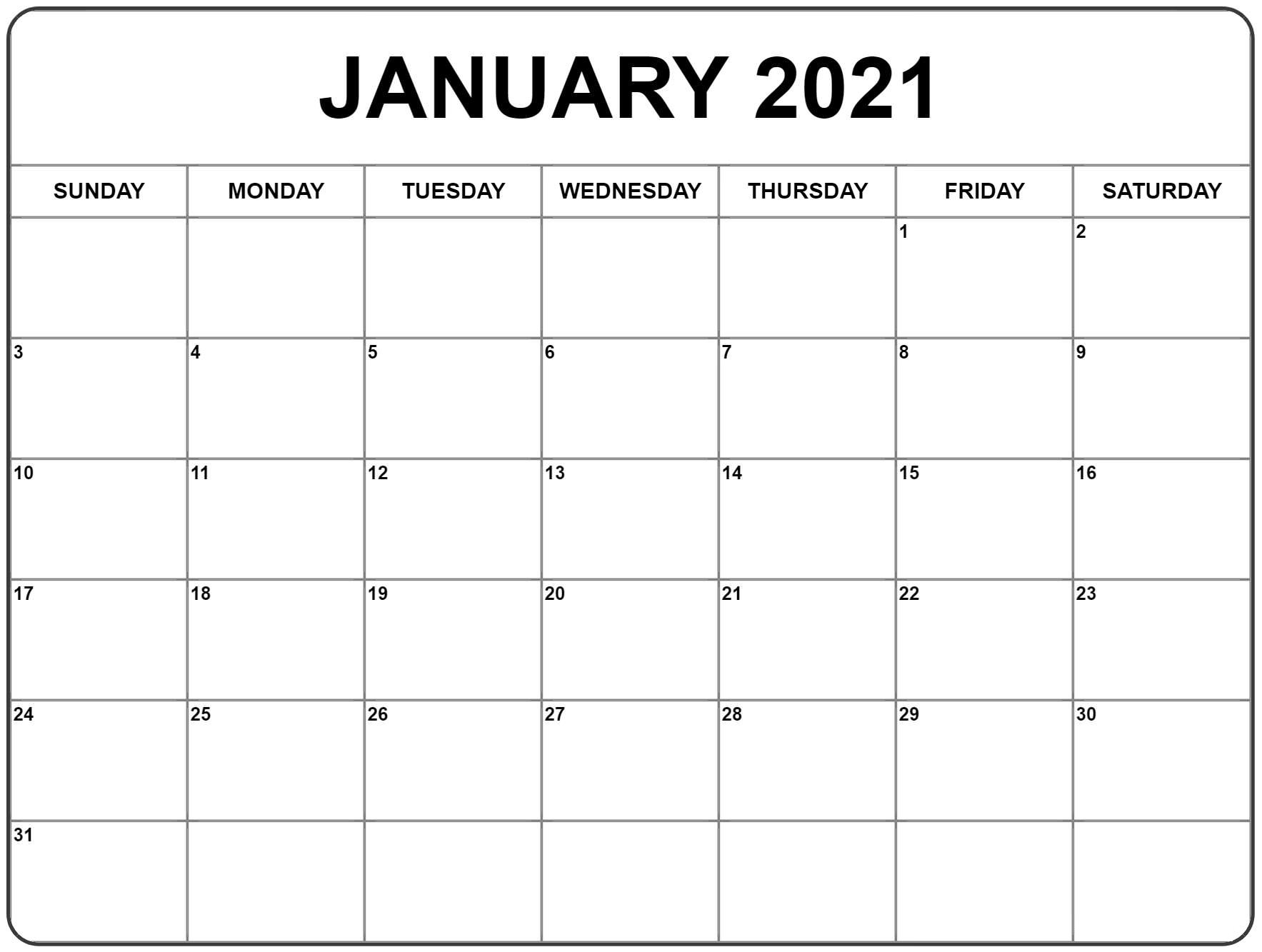 Free 2021 Printable Monthly Calendar With Holidays Word Pdf