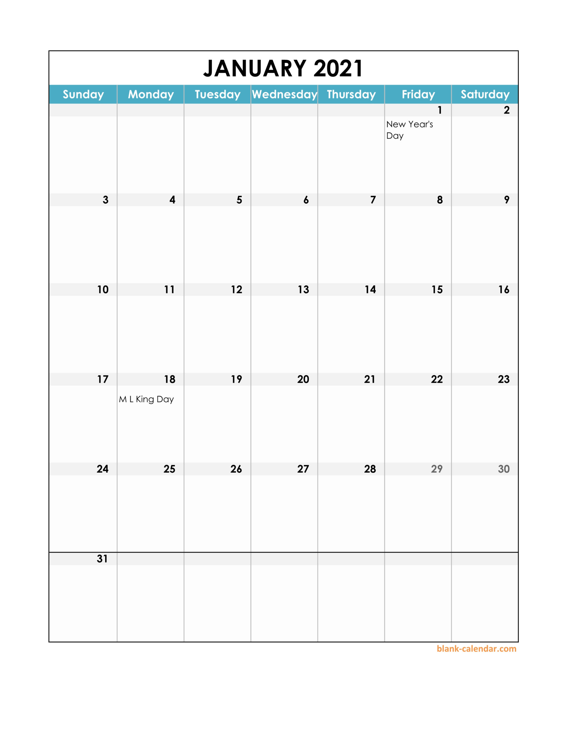 Free Download 2021 Excel Calendar Full Page Table Grid Us