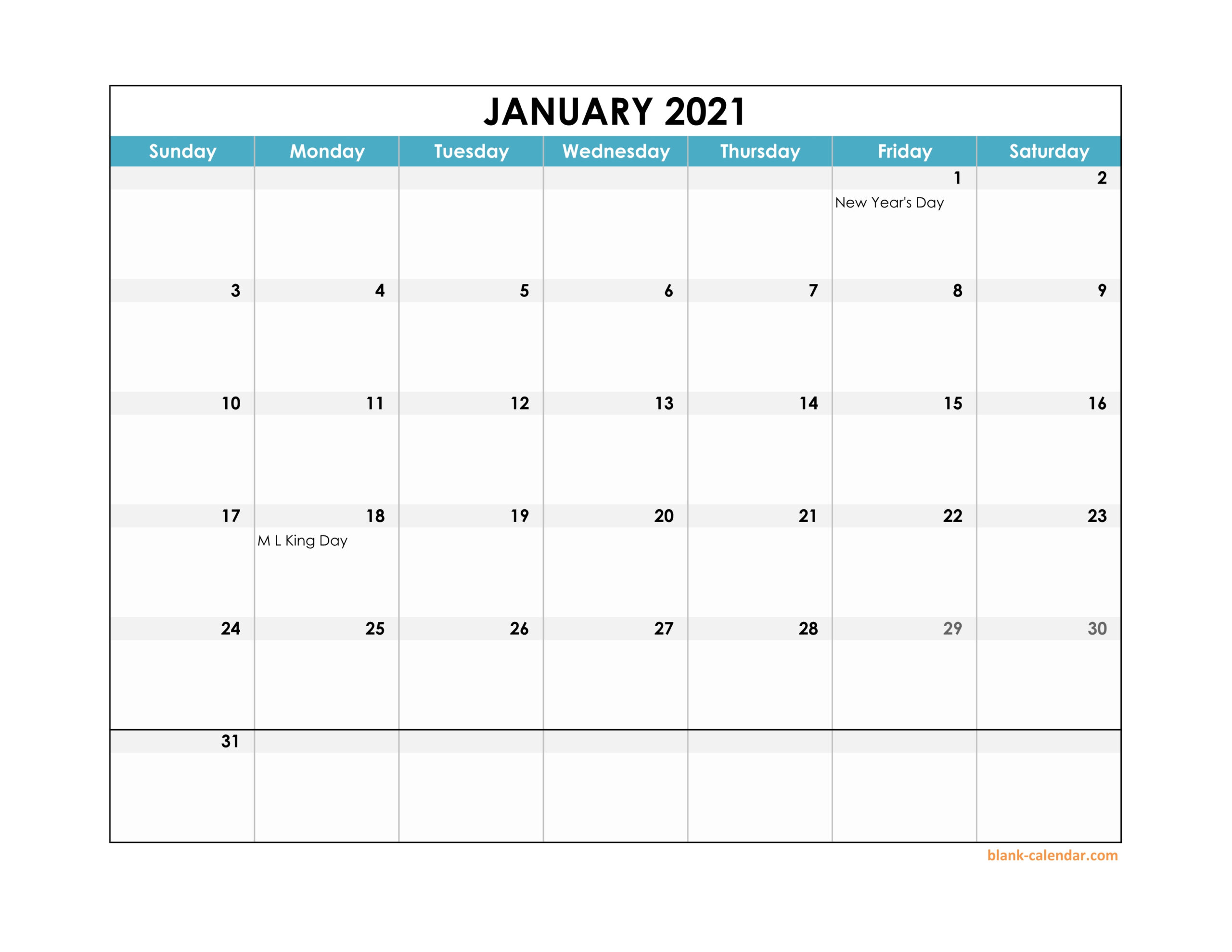 Large Box Calendar 2021 Printable | Calendar Printables Free Templates