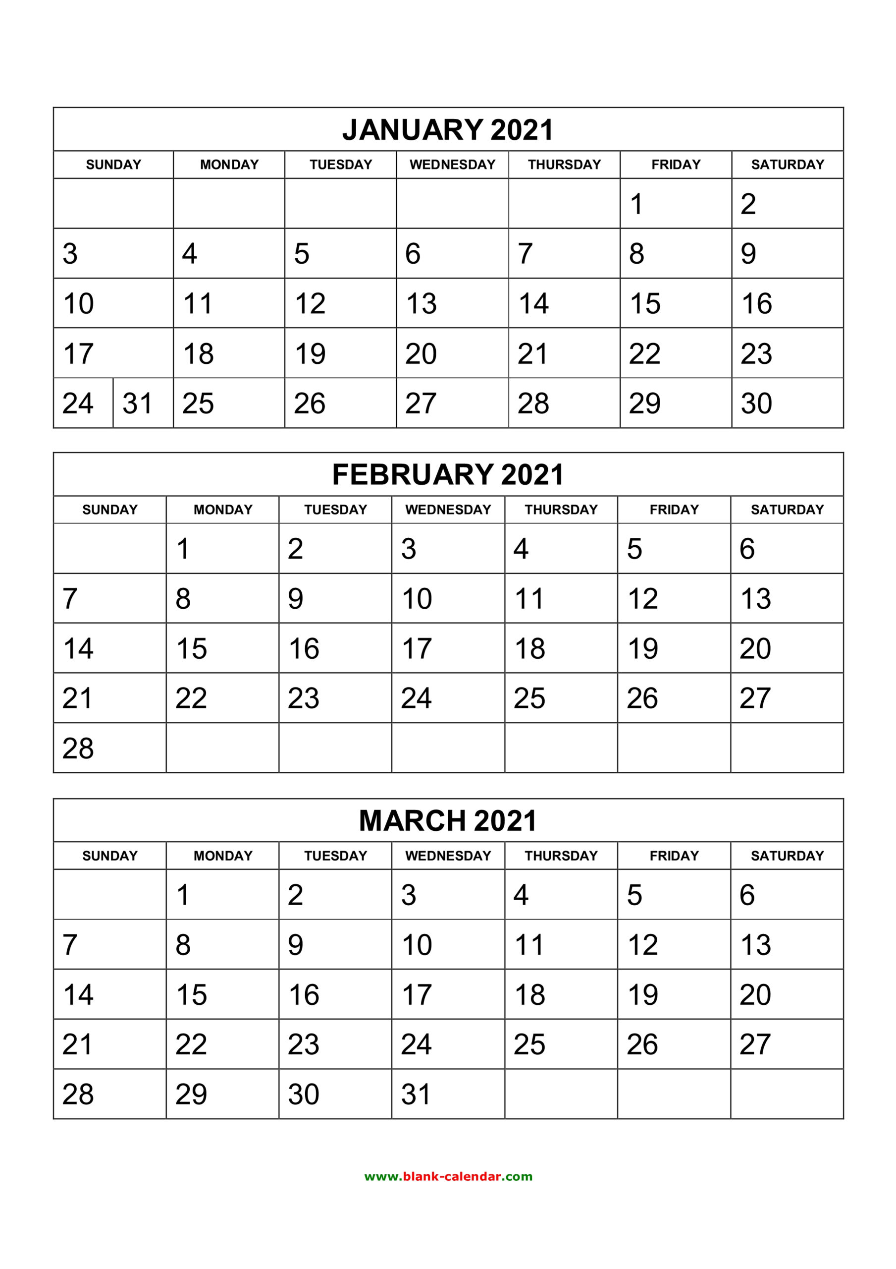 Free Download Printable Calendar 2021 3 Months Per Page 4