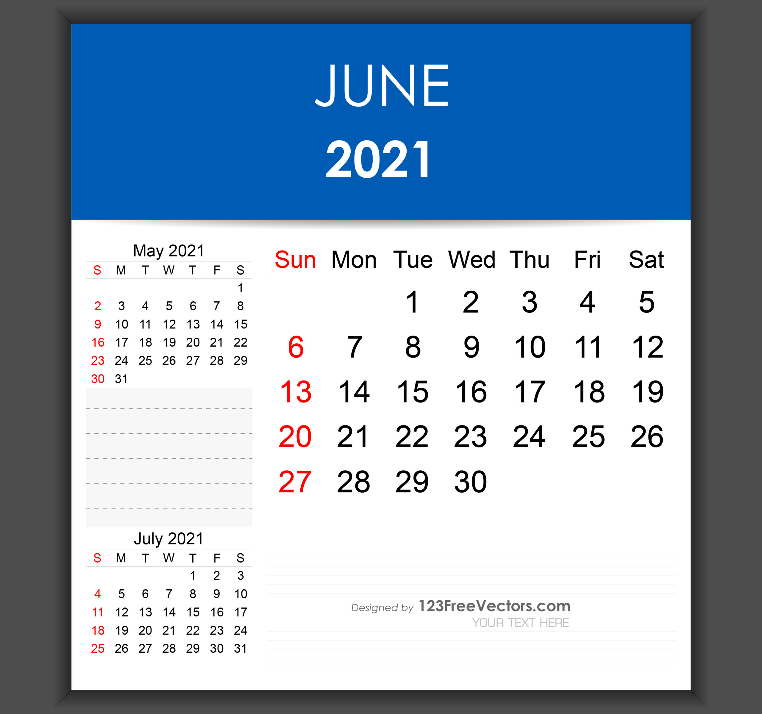 Free Editable June 2021 Calendar Template