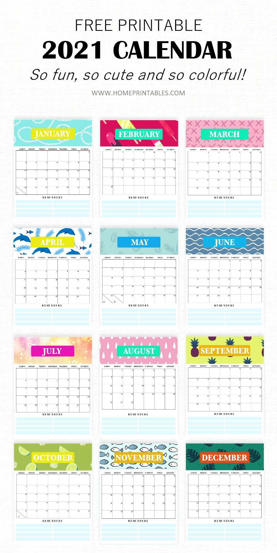 Free Monthly Calendar 2021 Printable: Super Cute Style! In