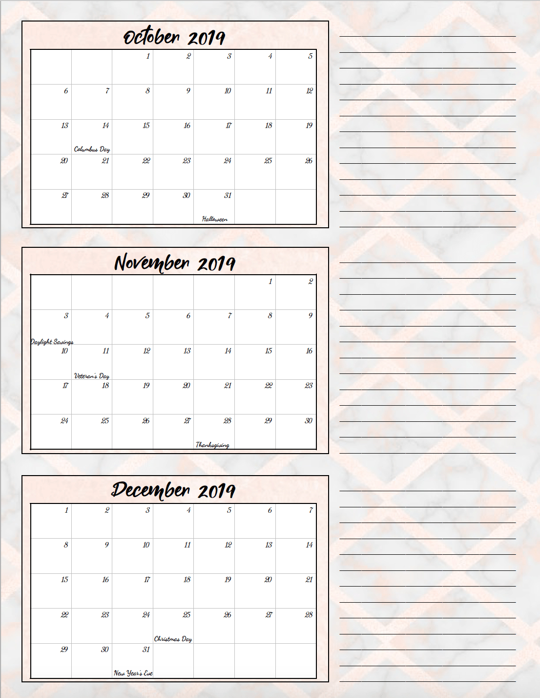 Free Quarterly Calendar Calendar Printables Free Templates