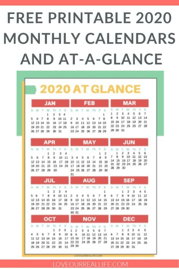 Free Printable 2020 Calendars ⋆ Love Our Real Life | Free