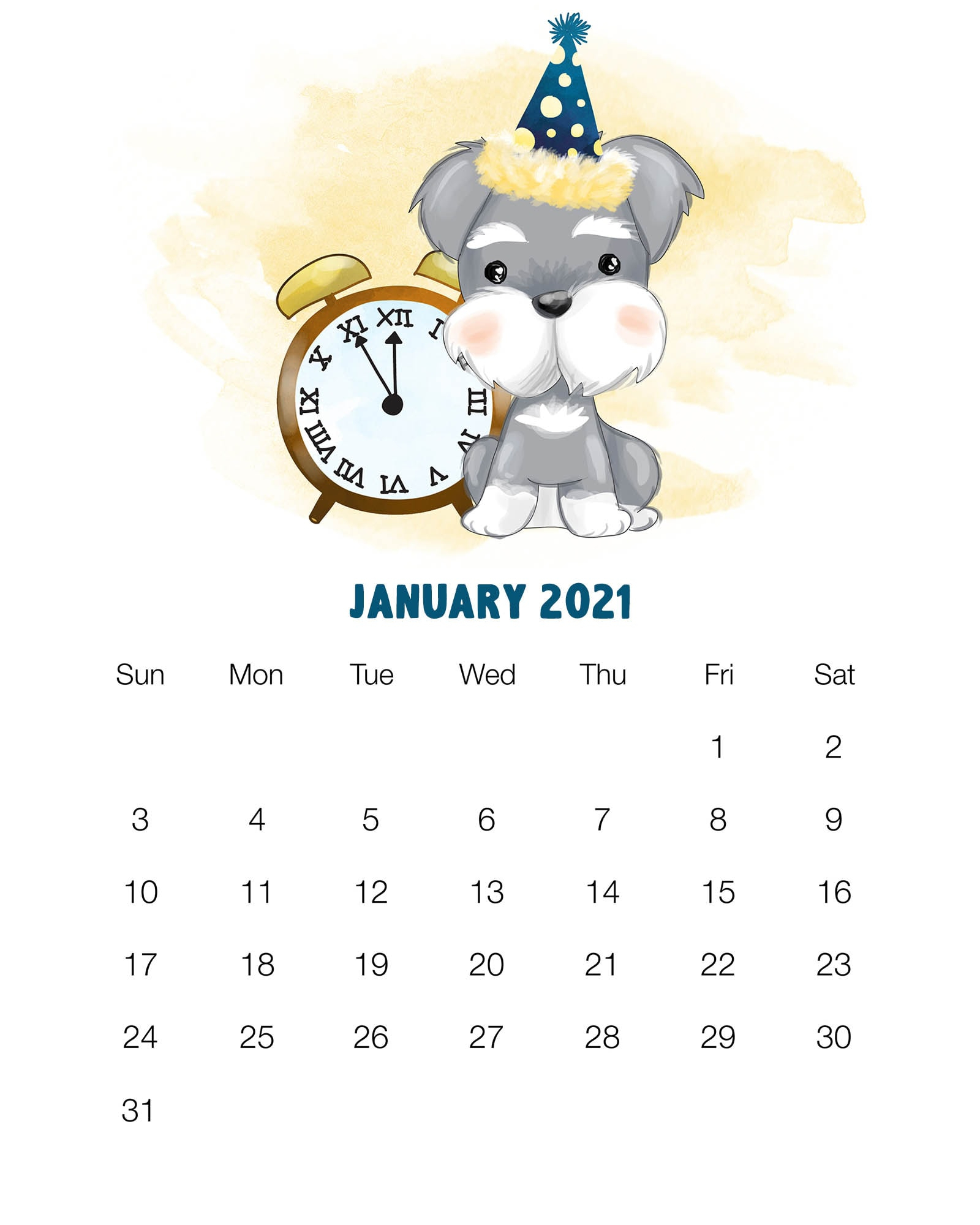 Free Printable 2021 Cute Dog Calendar - The Cottage Market