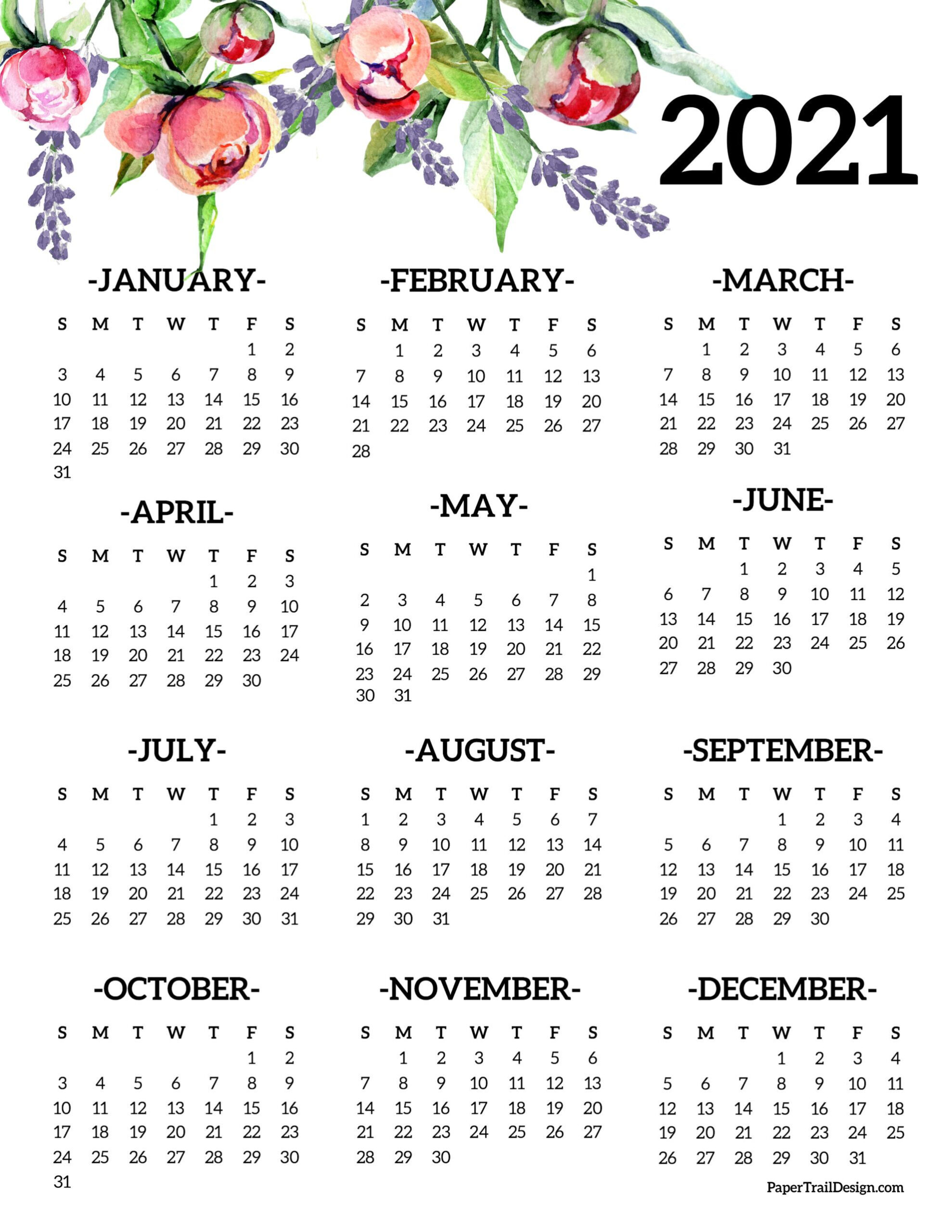 2021 Year Calendar