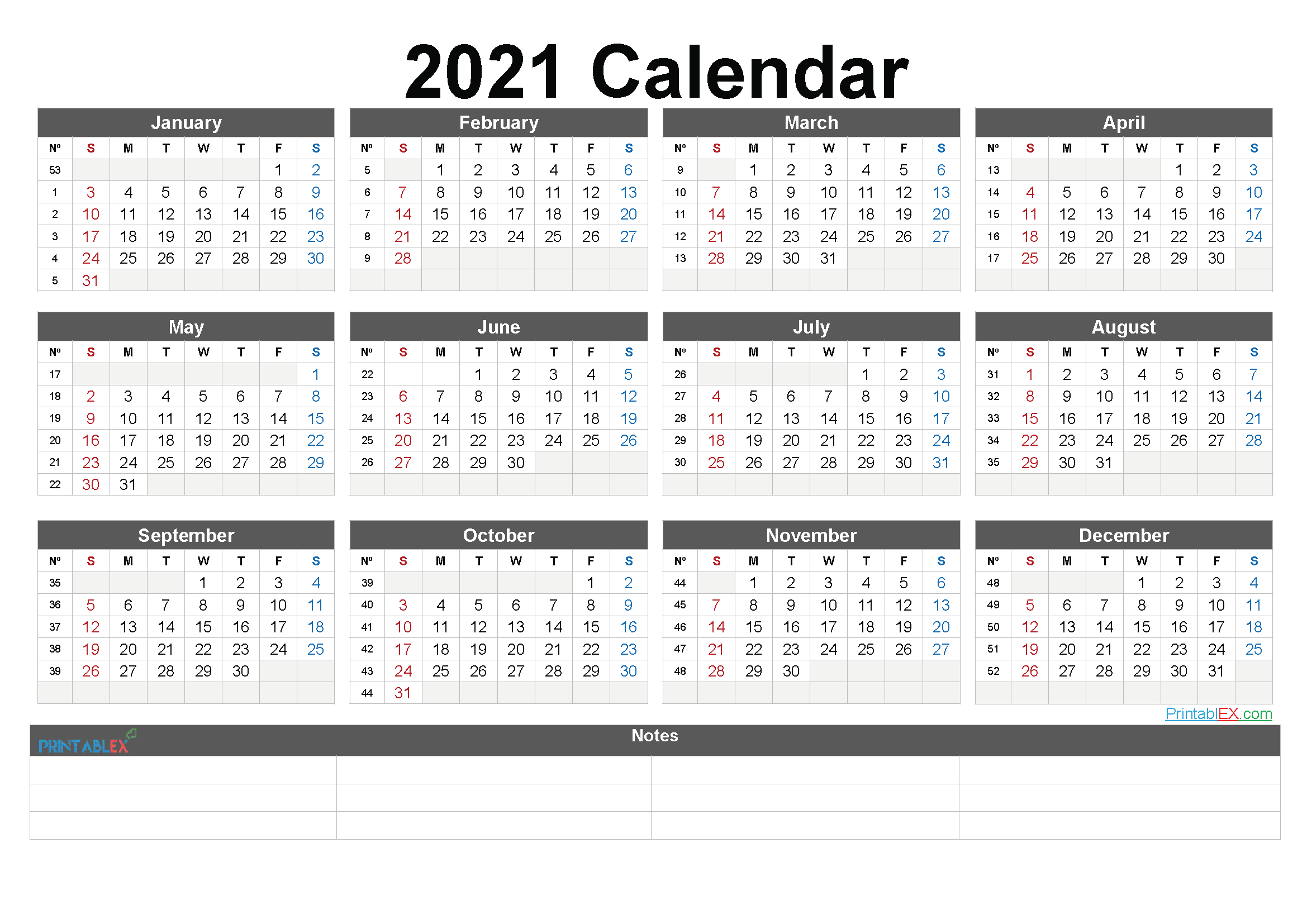 2021 Yearly Calendar With Boxes Calendar Printables Free Blank Riset 4554