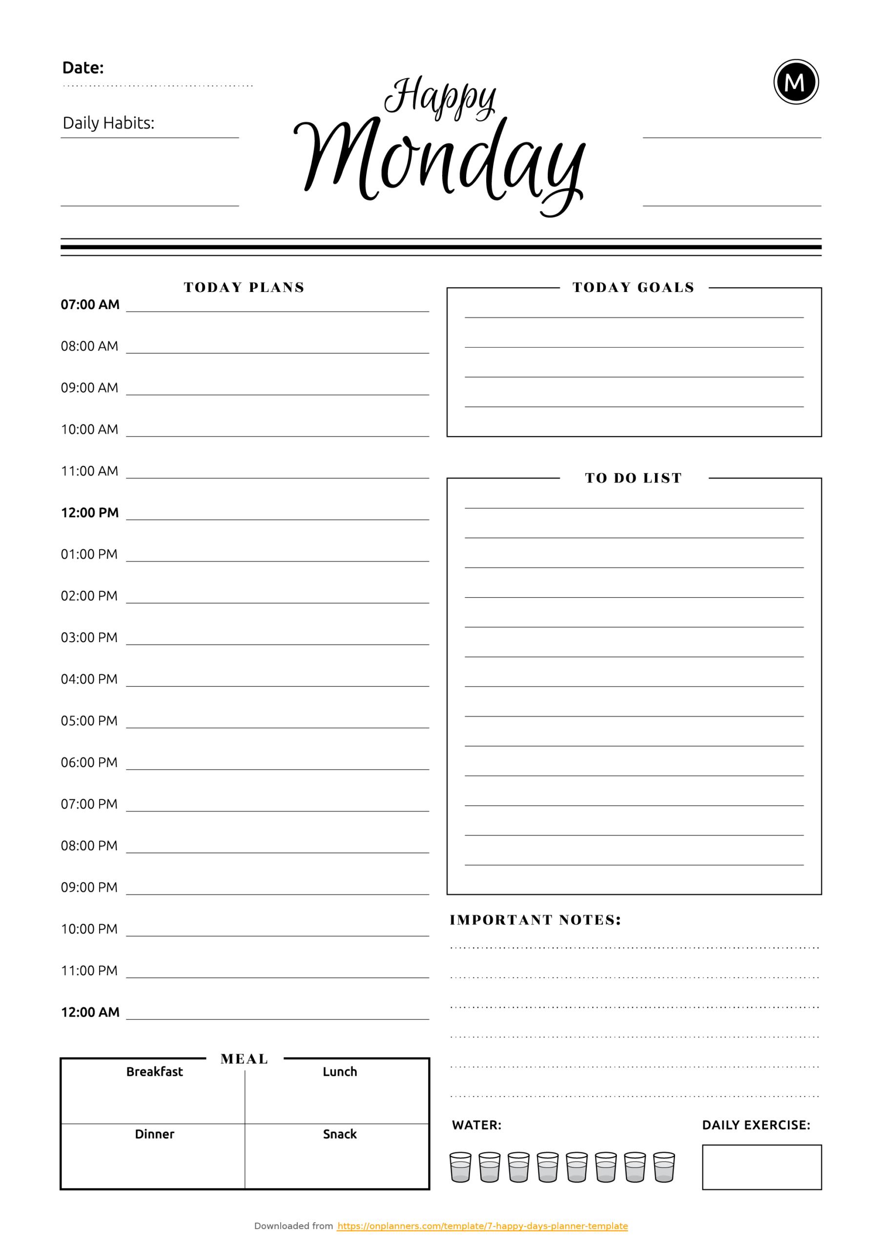 Free Printable 7 Happy Days Planner Template Pdf Download