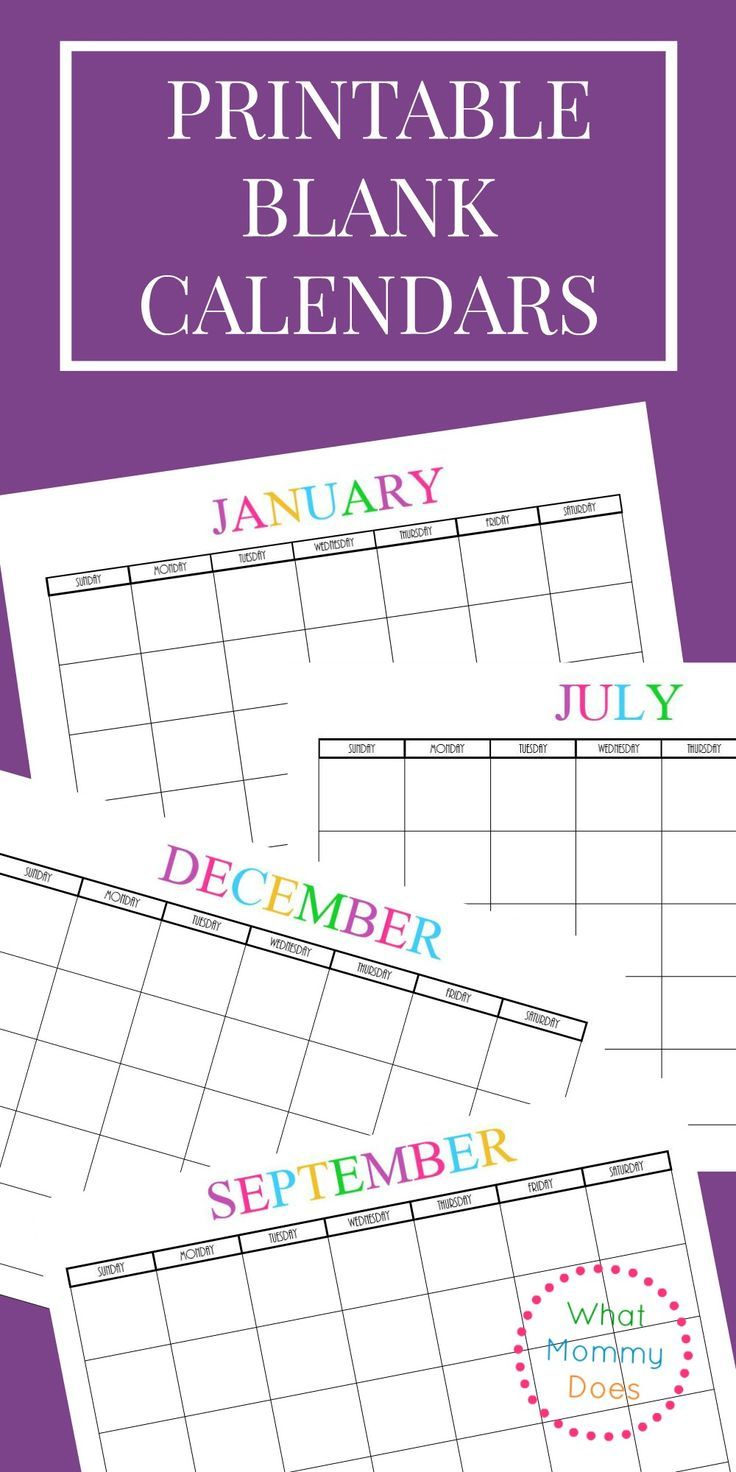 Free Printable Blank Monthly Calendars – 2020 2021 2022