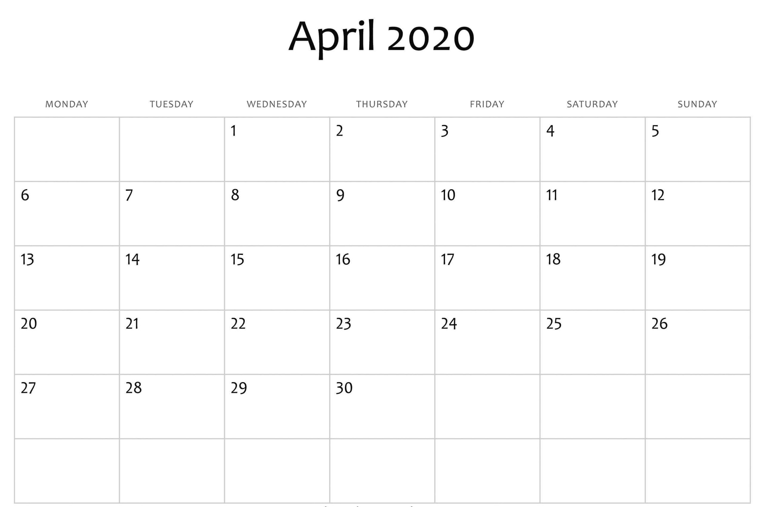 Free Printable Calendar April 2020 - Printable Calendar