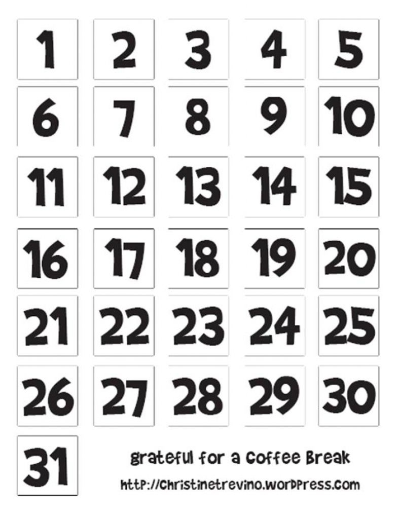 Numbers 1-31 For Calendar