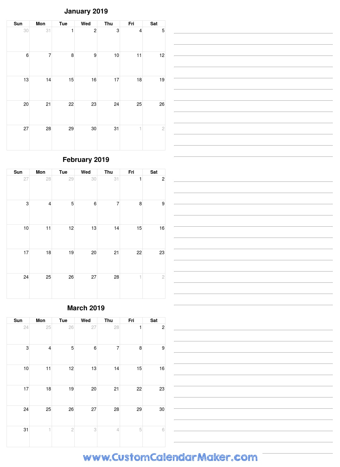 Free Printable Calendars Blank Pdf Templates To Print A