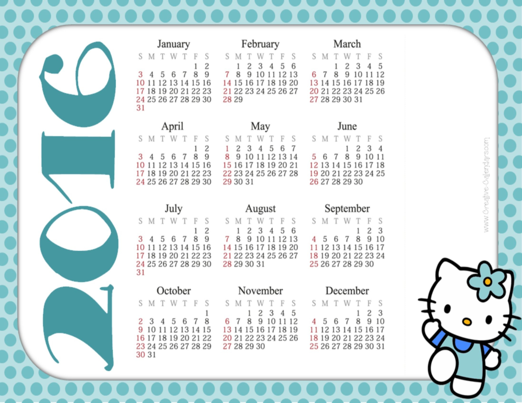 Free Print Hello Kitty Calendar Calendar Printables Free Templates