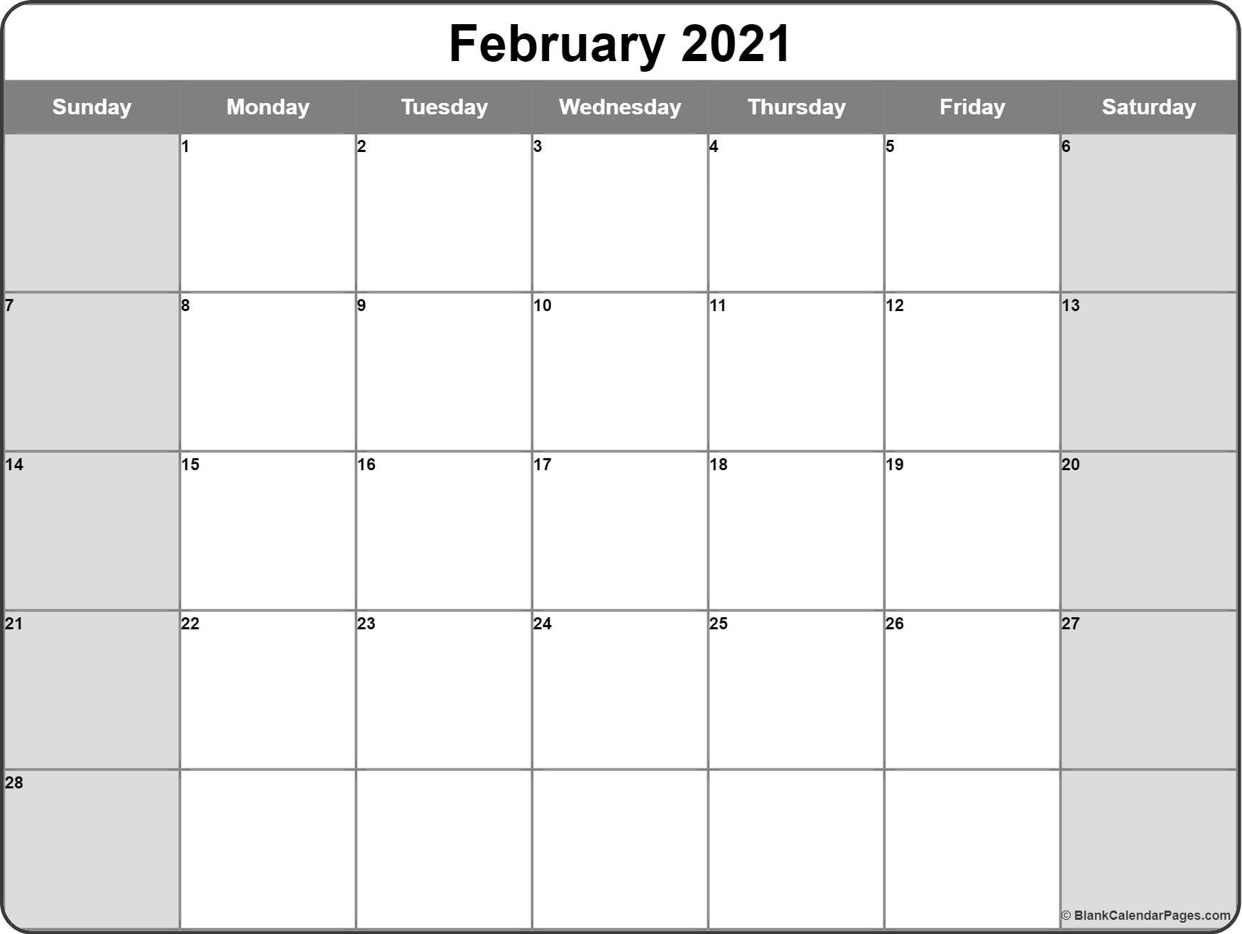 Blank Monthly 2021 Calendar Printable Free