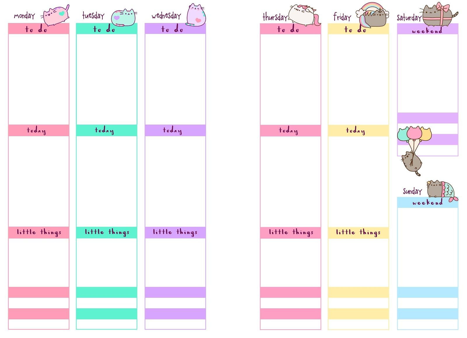 Free Printable Planner Inserts | Pusheen Inspired | Week On