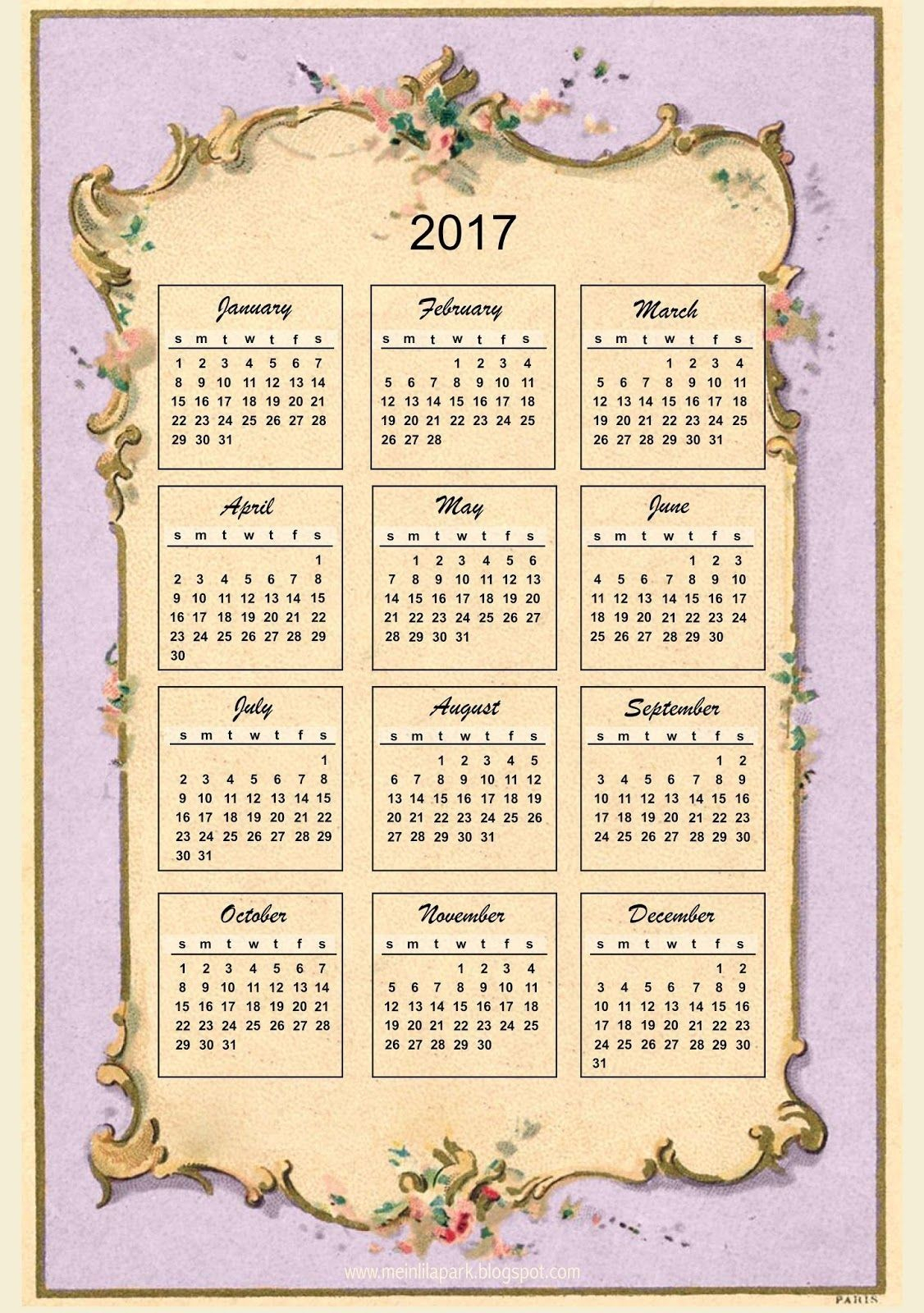 Free Printable Victorian Calenders