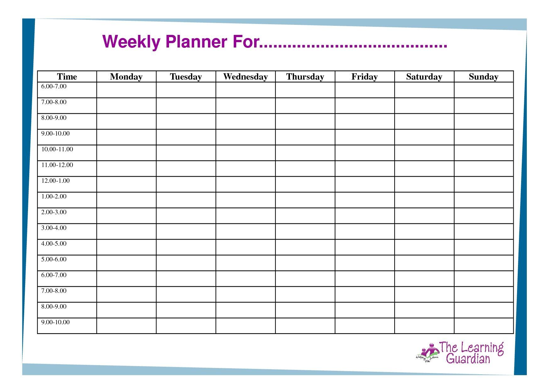 Free Printable Weekly Calendar Templates Weekly Planner For