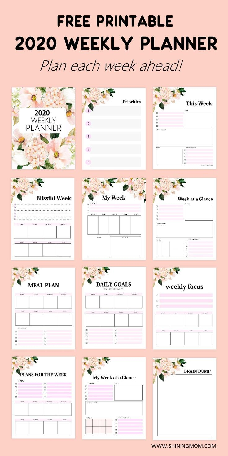 Free Printable Download Week At A Glonce