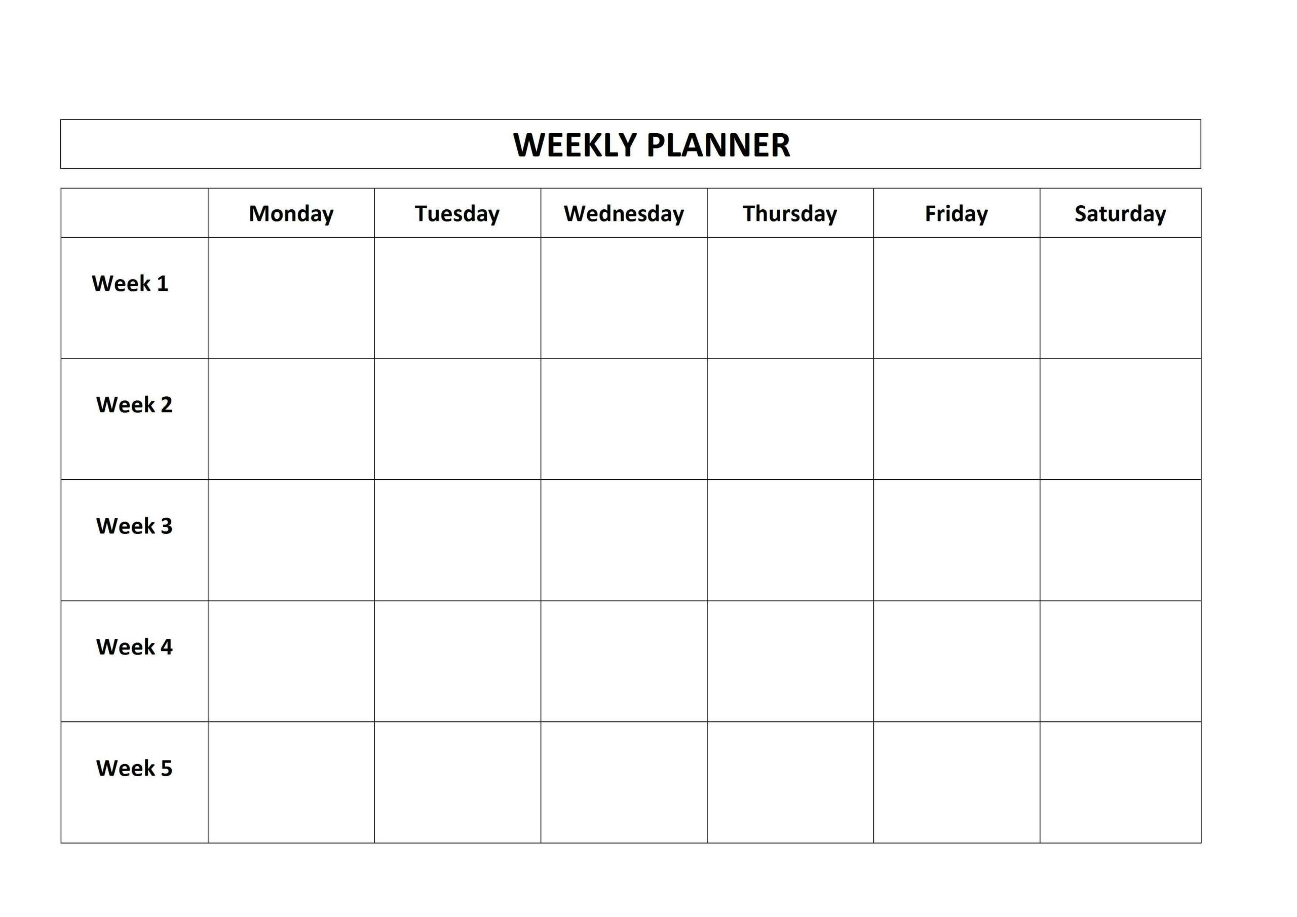 Free Printable Weekly Planner Monday Friday School Calendar