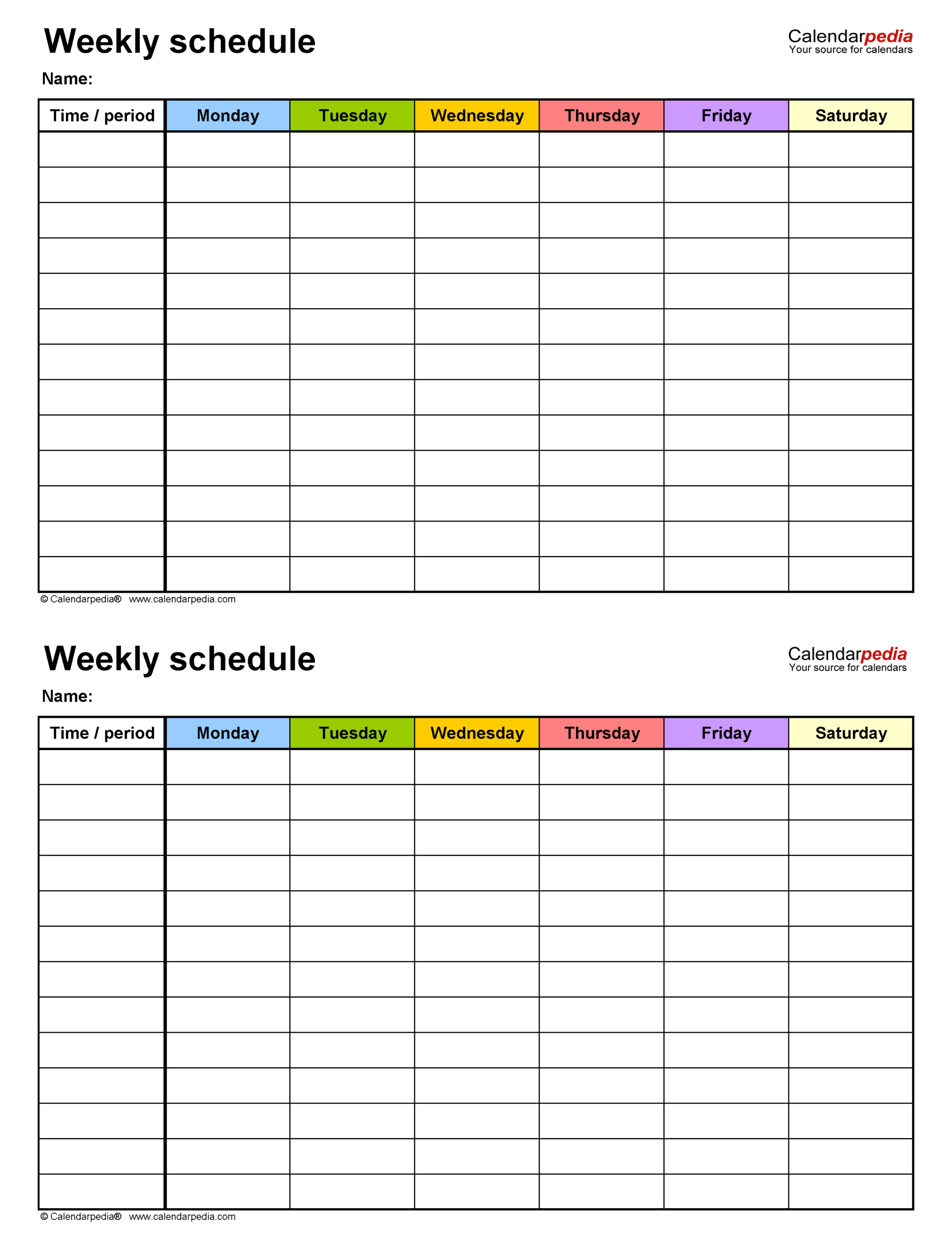 Free Weekly Schedule Templates For Word - 18 Templates