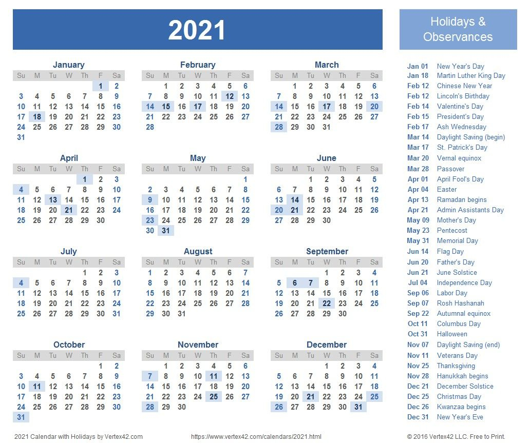 Free Yearly Calendar 2021 Portrait Position – Welcome To