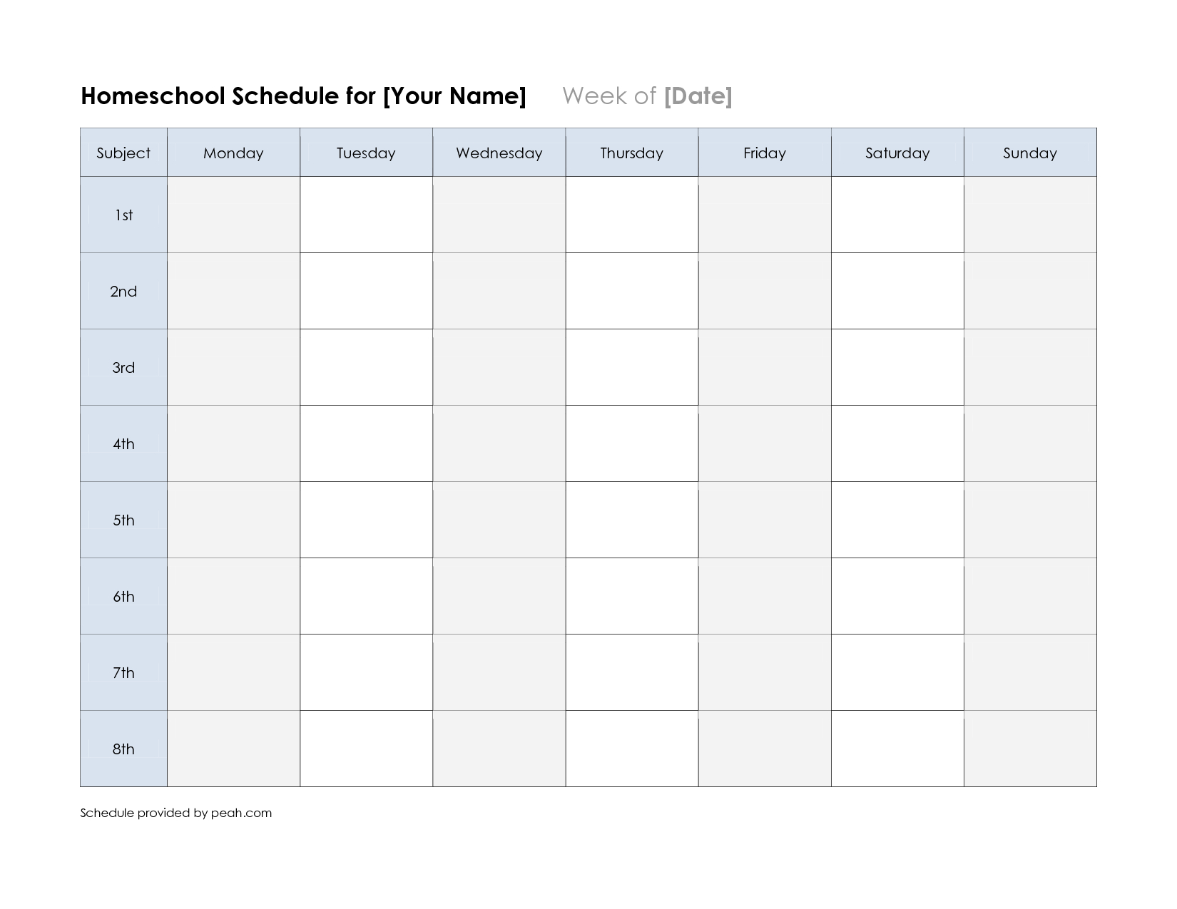 Free+Printable+Weekly+Schedule+Calendar | Calendar Template