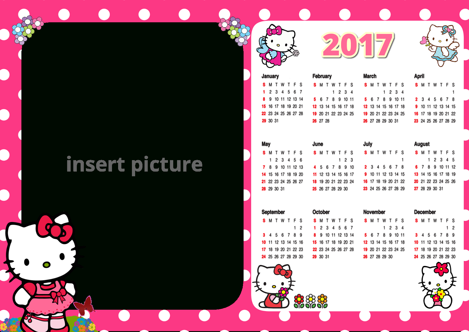 Hello Kitty Calendar 2017 Png Frame - Printable Png Frames