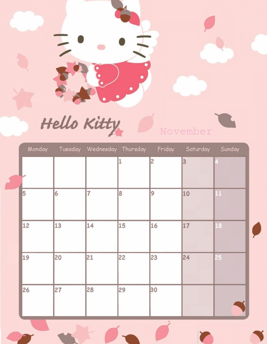 Hello Kitty November 2018 Calendar | Hello Kitty Printables