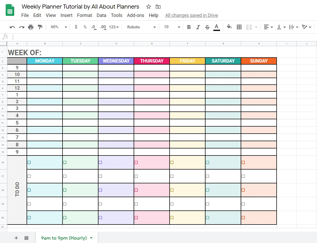 Google Docs Weekly Calendar Template Jill Romona