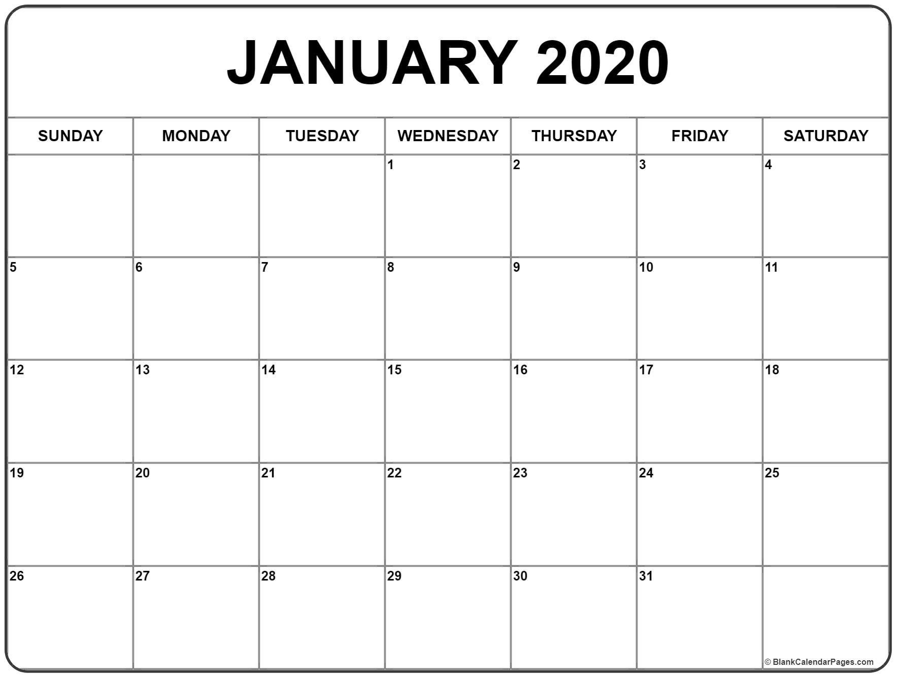 January 2020 Calendar 56 Templates Of 2020 Printable January