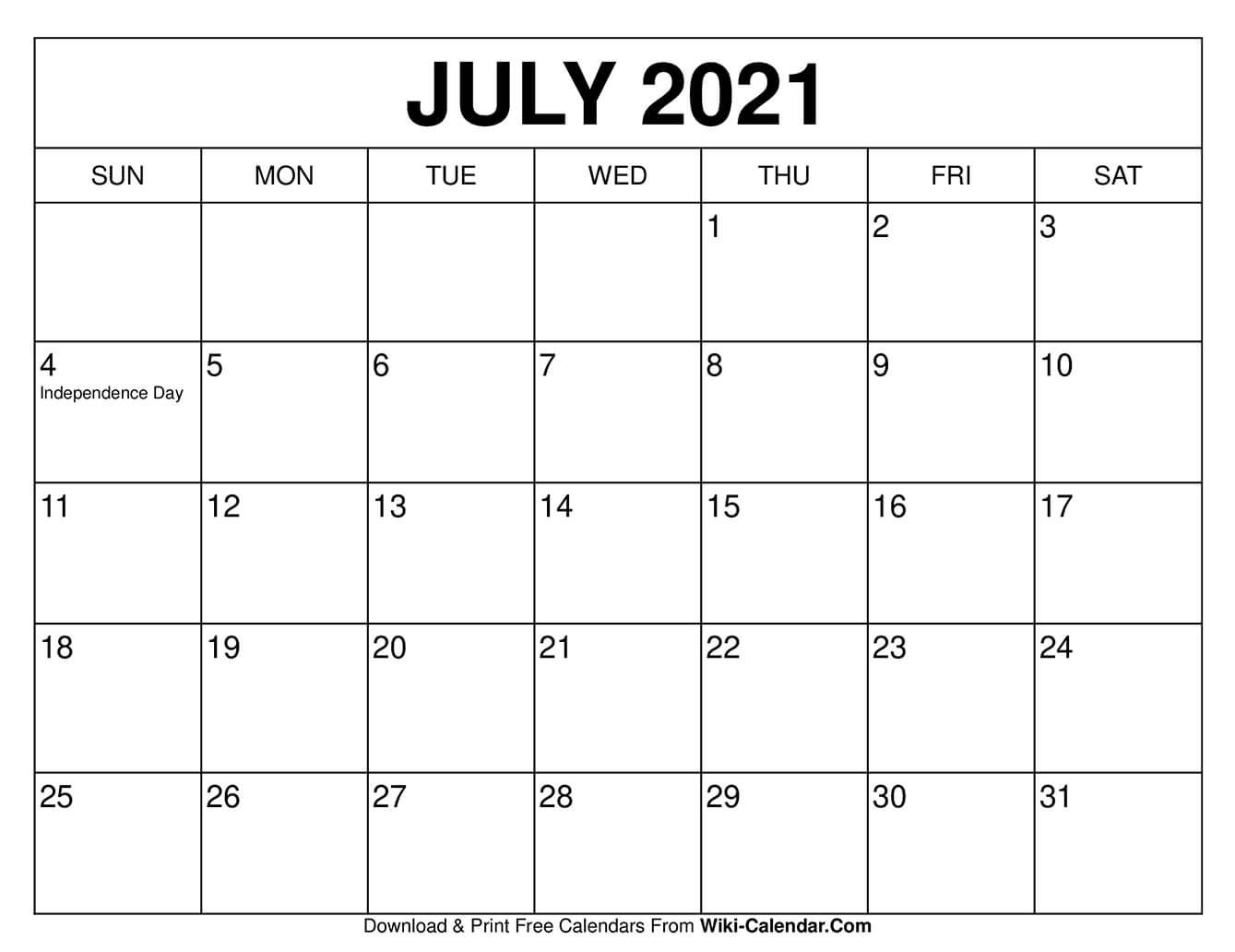 Calendar July 2021