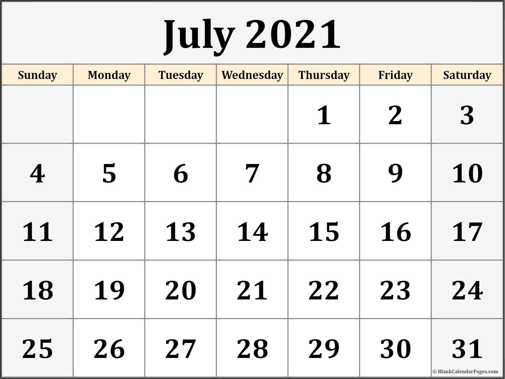 July 2021 Calendar Printable Blank – Allowed To Our Blog