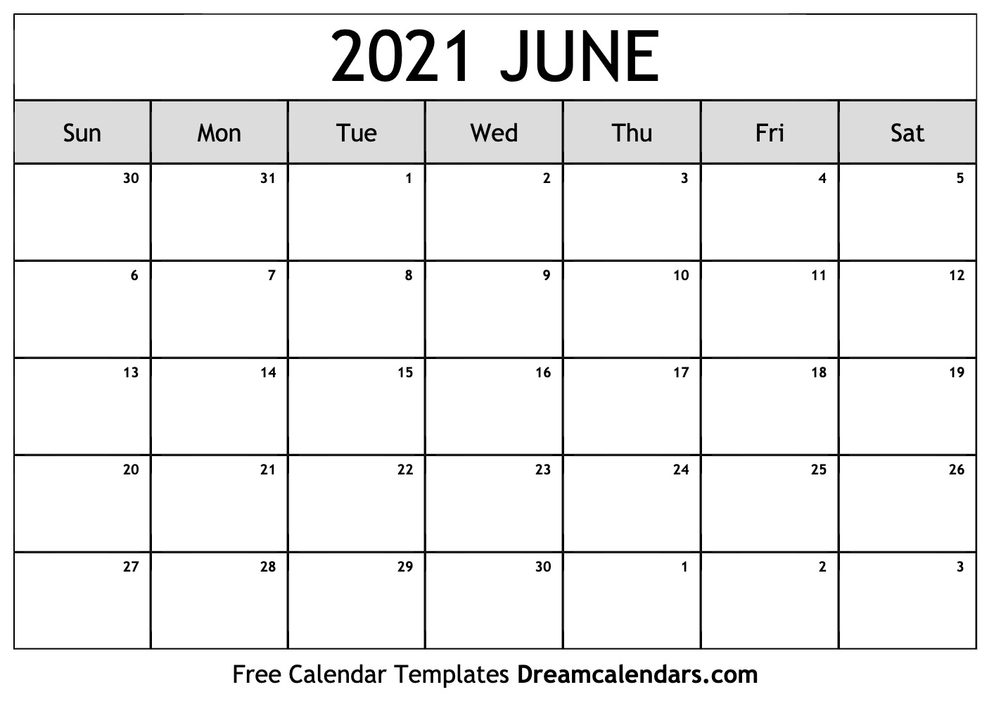 June 2021 Calendar | Free Blank Printable Templates