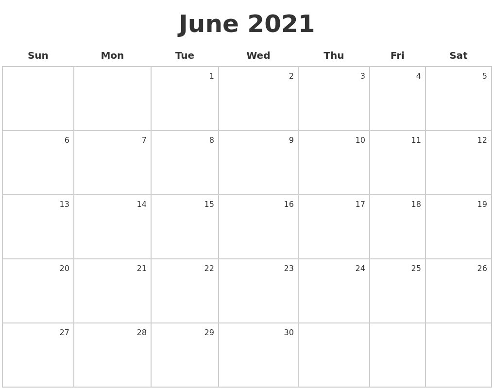 June Calendar 2021 | Calendar 2019 Printable Monthly
