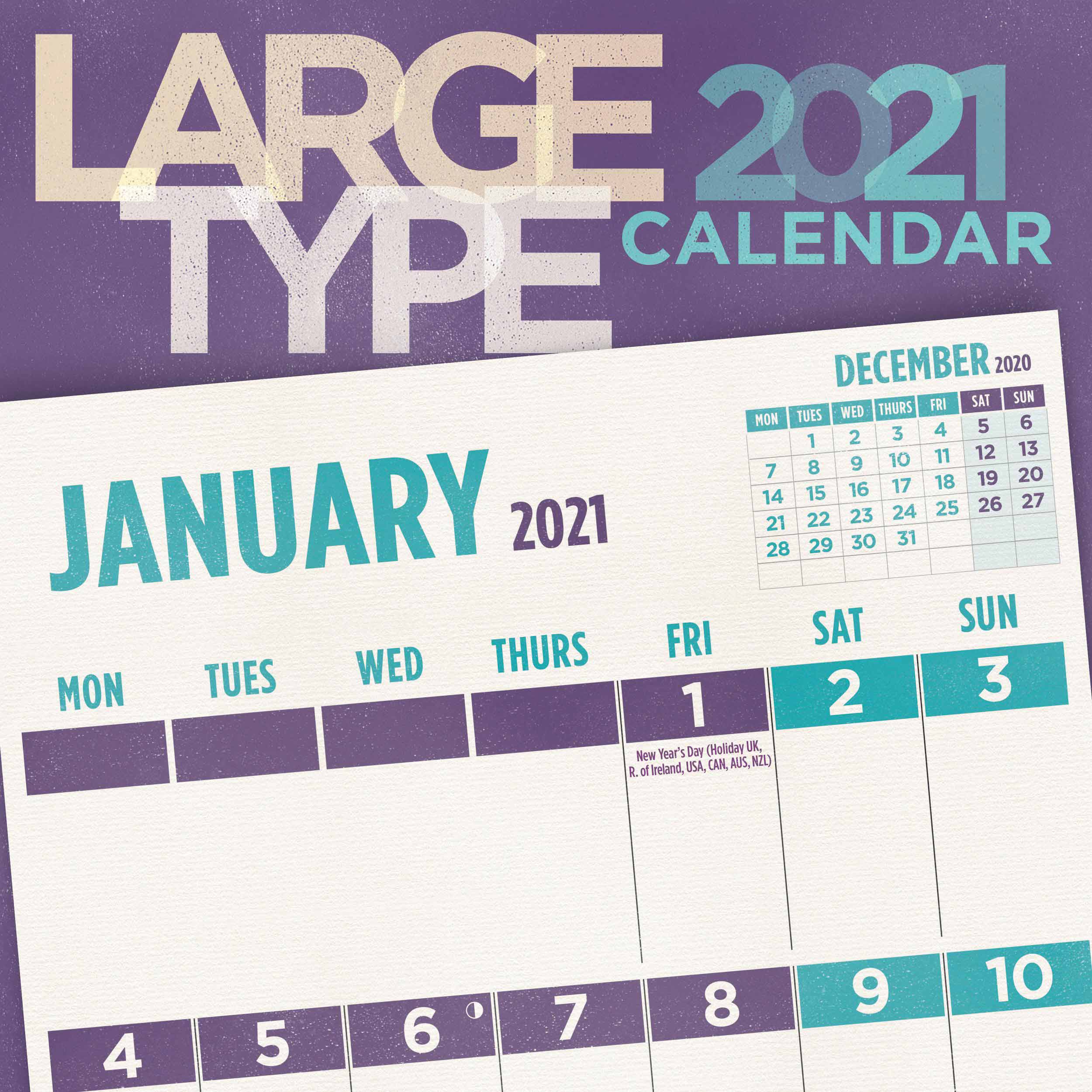 Large Type Calendar 2021 At Calendar Club