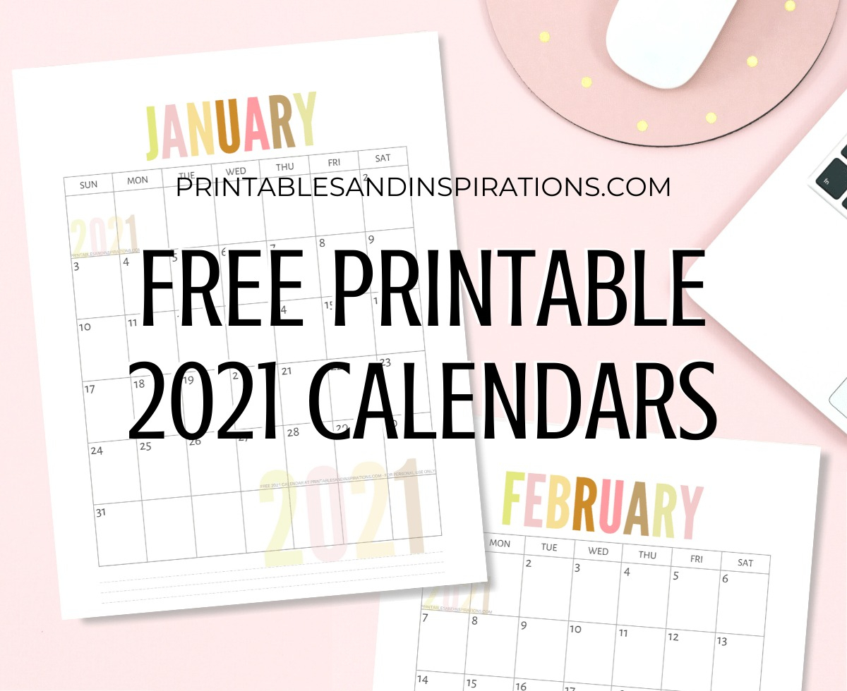 Monthly Calendar Template 2021 Printable Free