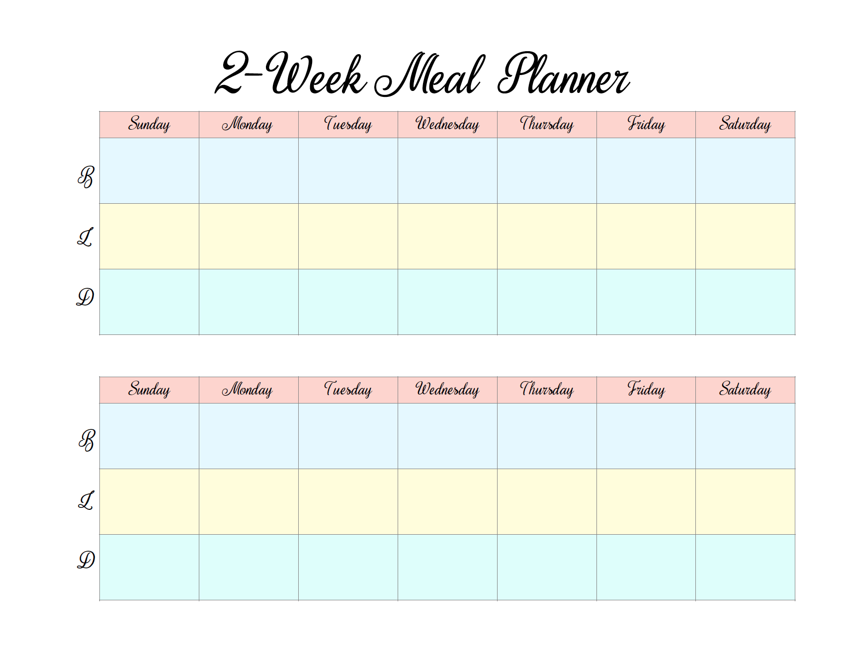 Menu &amp; Grocery Printables