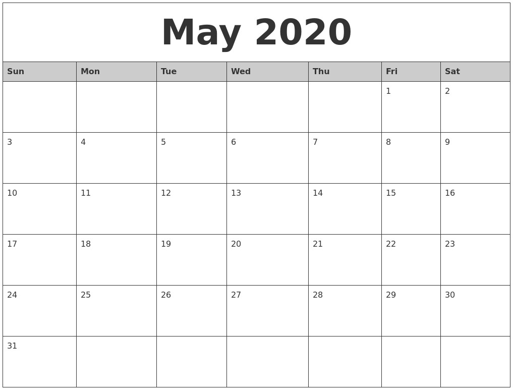 Monthly Calendar 2020 Printable | Free Printable Calendar