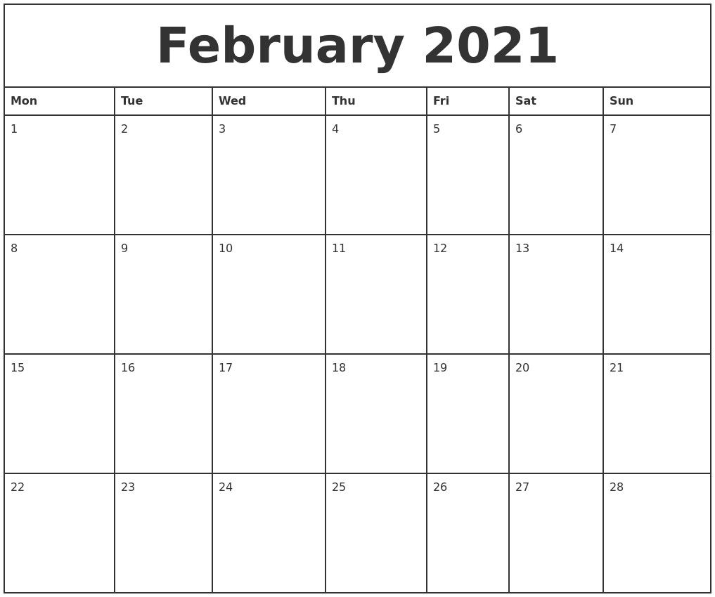 Free 2021 Calendar Monthly Printable