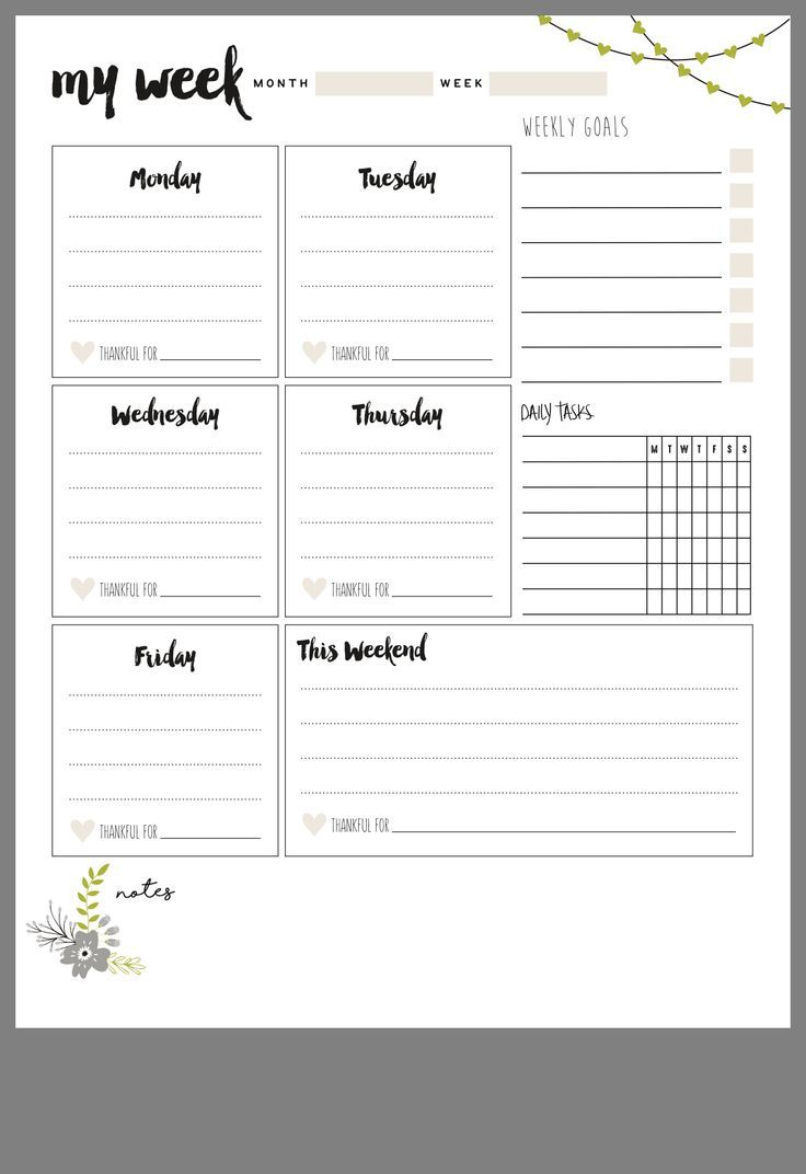 My Week At A Glance Weekly Planner | Weekly Planner Sheets