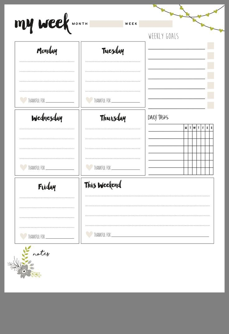 Week At A Glance Template