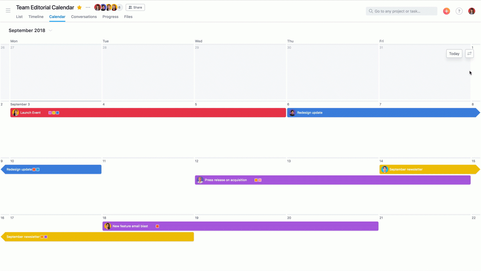 New To Asana Calendar: Color Coding And In-Line Task Creation