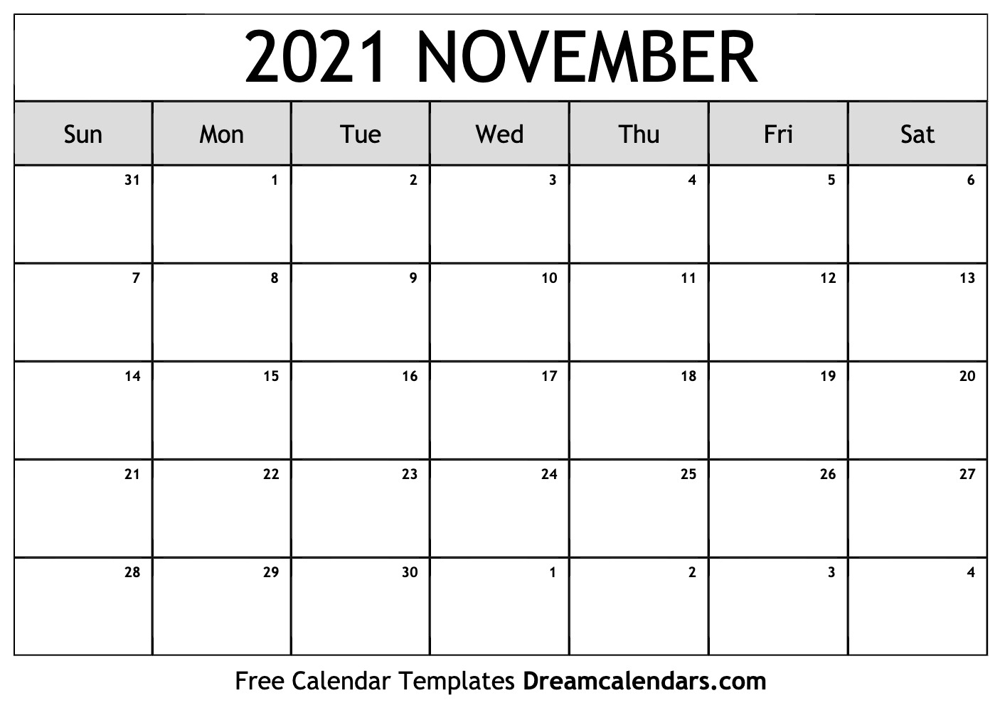 November 2021 Calendar | Free Blank Printable Templates