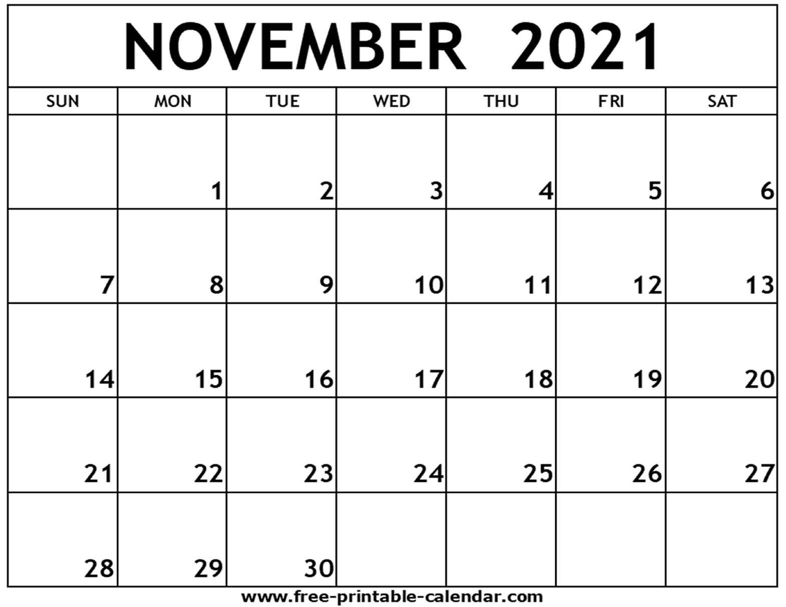 Free Printable And Editable Nov Calendar 2021