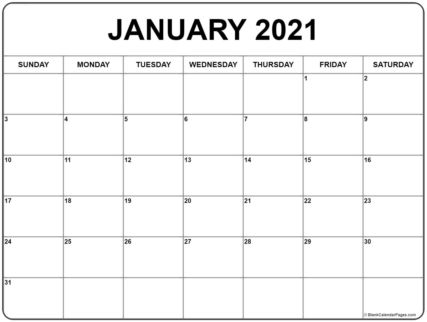 Free Editable Blank Calendar Template 2021