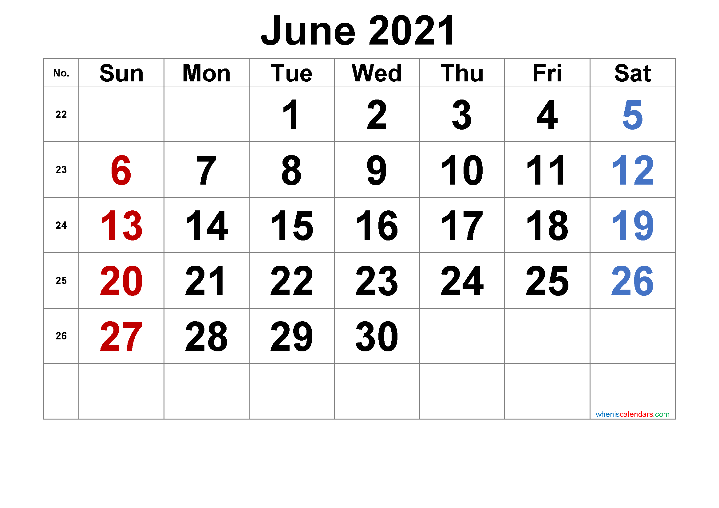 Printable Calendar June 2021 [Free Premium] In 2020