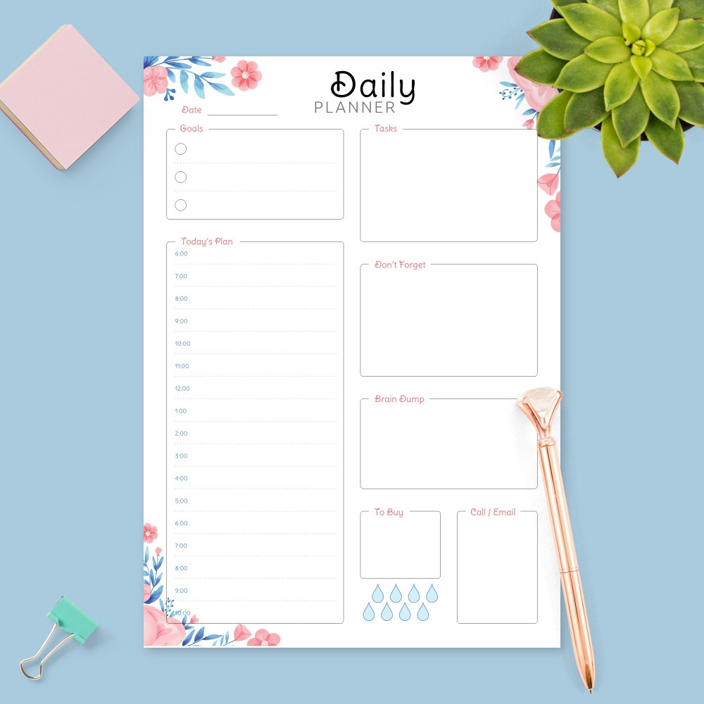 pdf printable daily schedule planner no download