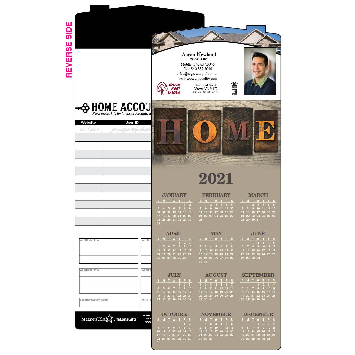 Rustic Home Year-At-A-Glance Calendar Magnet | House Shape