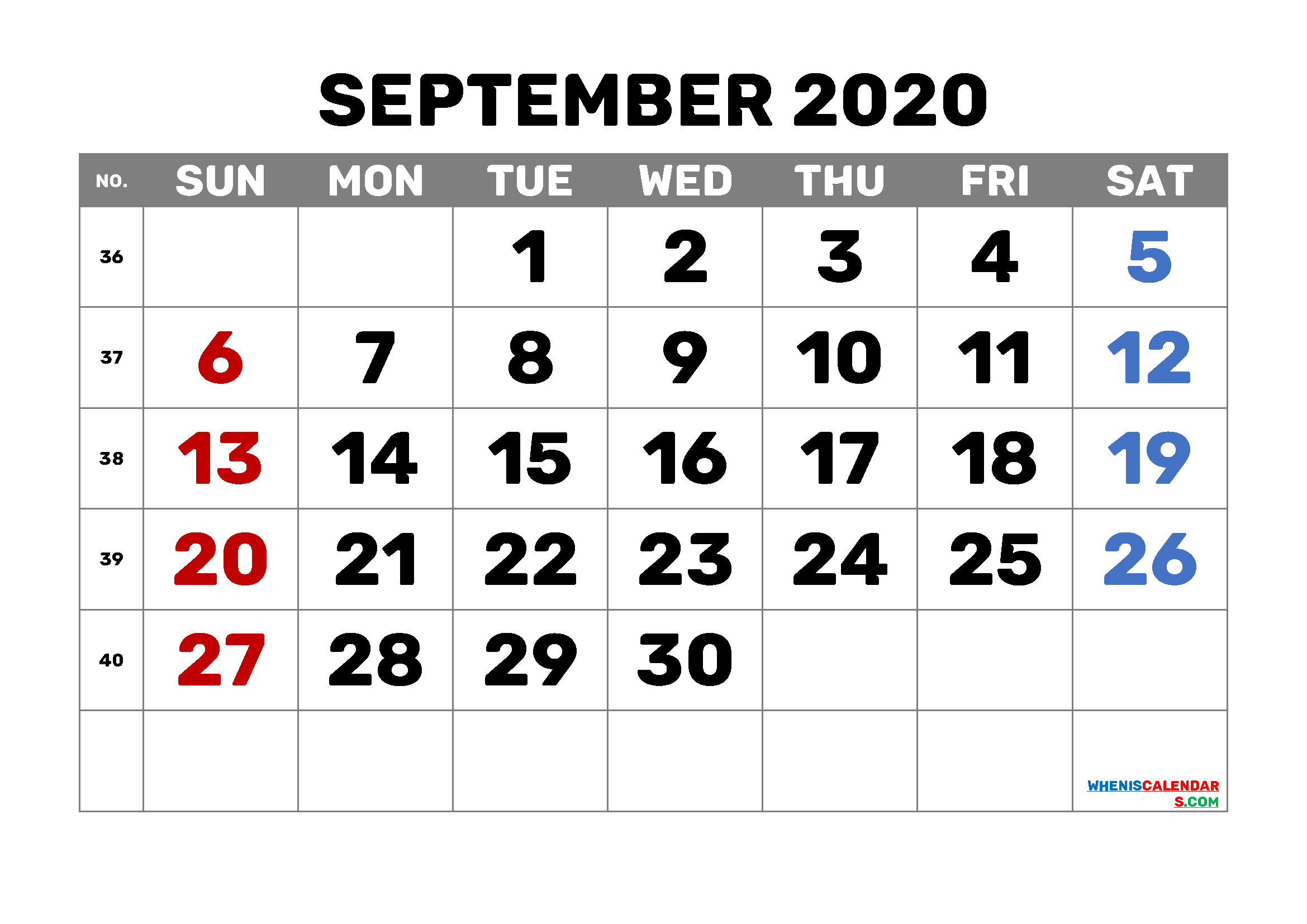 September 2020 Calendar Printable Free 6 Templates (Pdf And